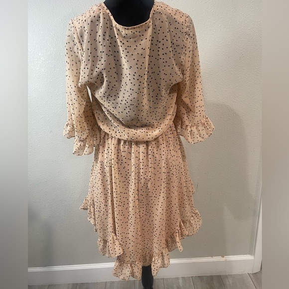 Here Comes the Sun Polka Dot flowy mini semi formal pink Dress- Size L - Picture 6 of 12